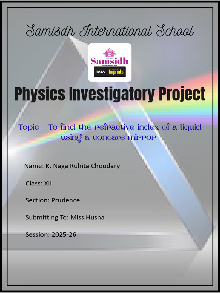 Physics Investigatory Project - Ruhita | PDF | Refraction | Refractive ...