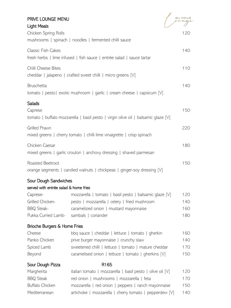 Menu Prive-lounge Sept 2025 (3) | PDF | Pesto | Salad