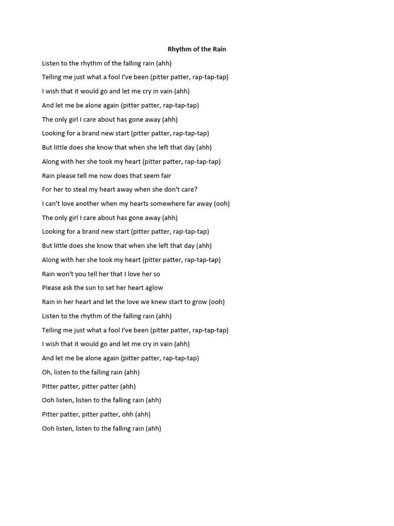 Rhythm of the Rain Lyrics Analysis | PDF