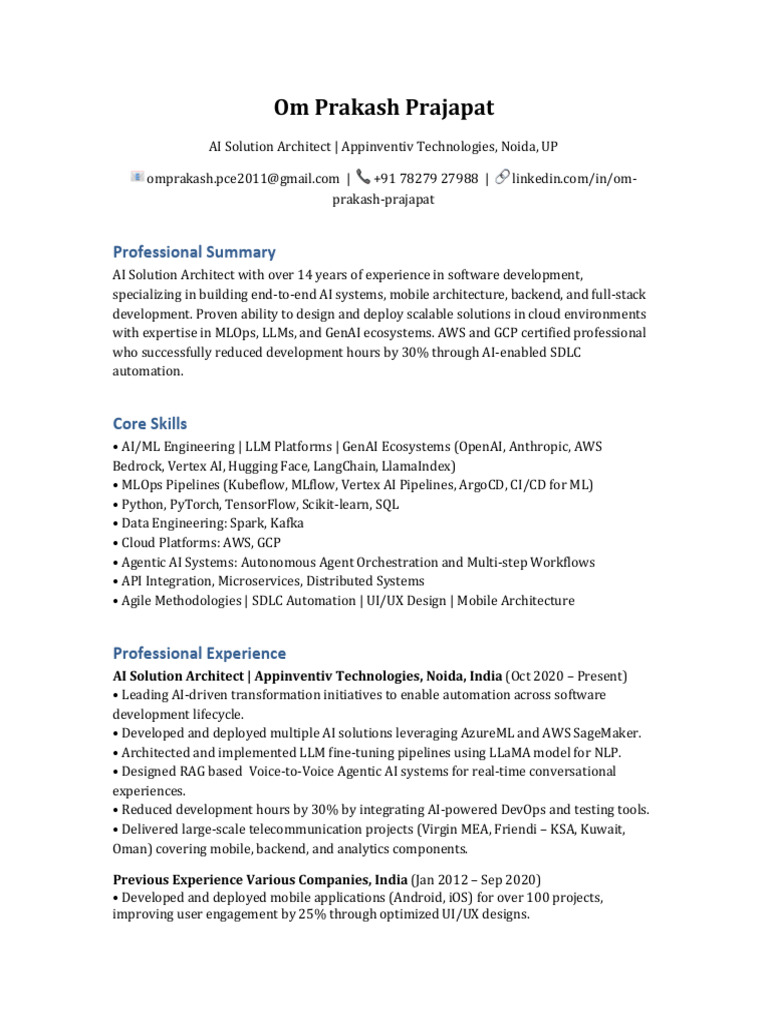 Om Prakash Prajapat Resume 2025-1 | PDF | Cloud Computing | Artificial ...