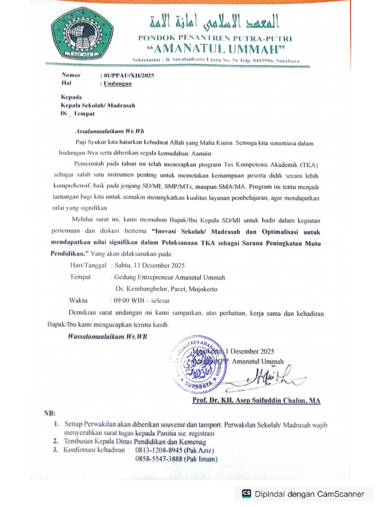 Undangan Kepala SDMI | PDF