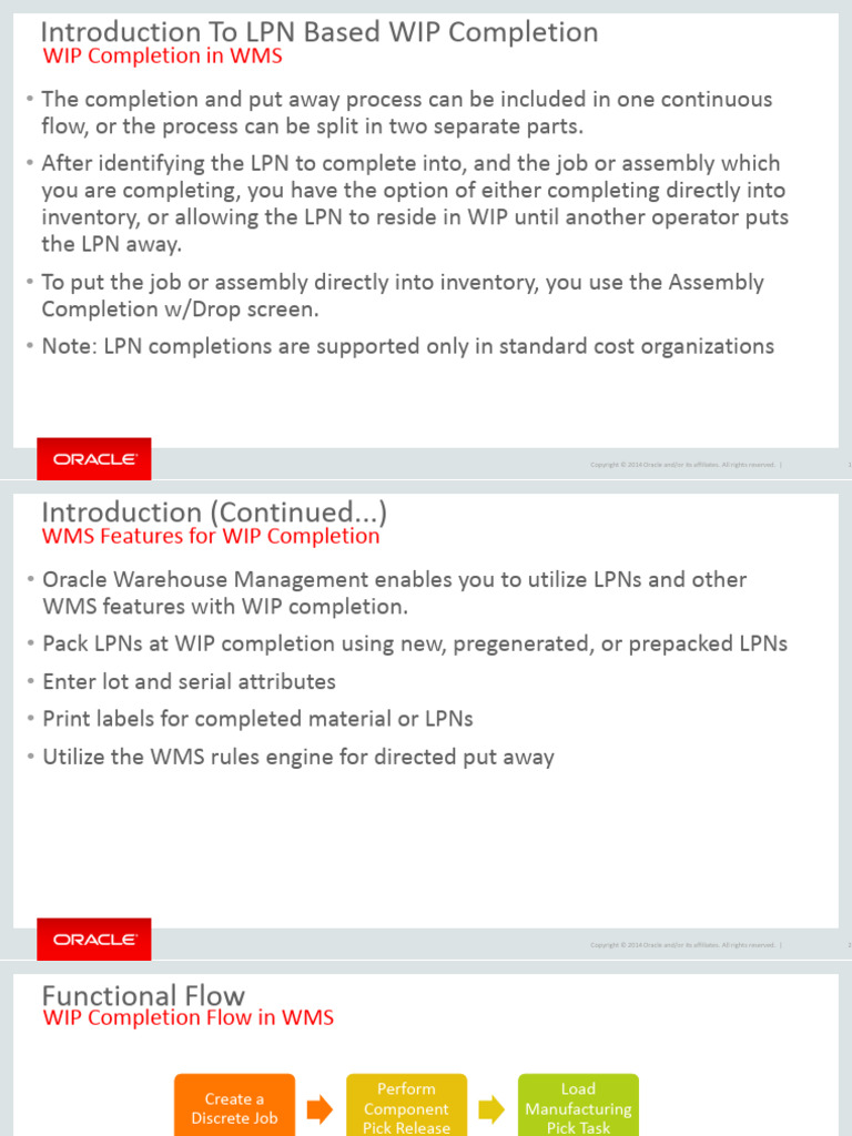 WIP Completion Process in Oracle WMS | PDF | Warehouse | Software ...