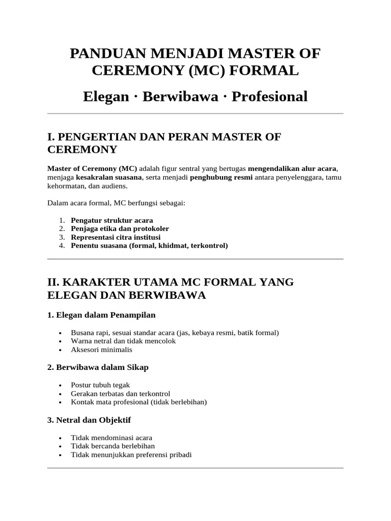 Panduan Menjadi MC Formal Profesional | PDF