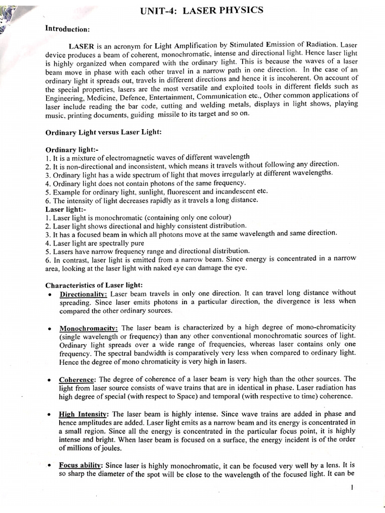 Laser Physics-1 | PDF