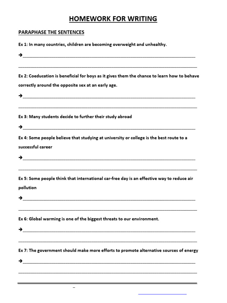 3. Homework for Writing | PDF