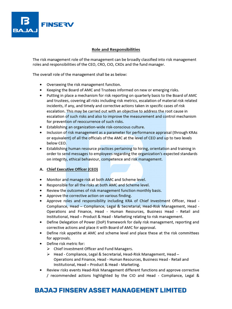 Risk Management Roles in Asset Management | PDF | Risk | Risk Management