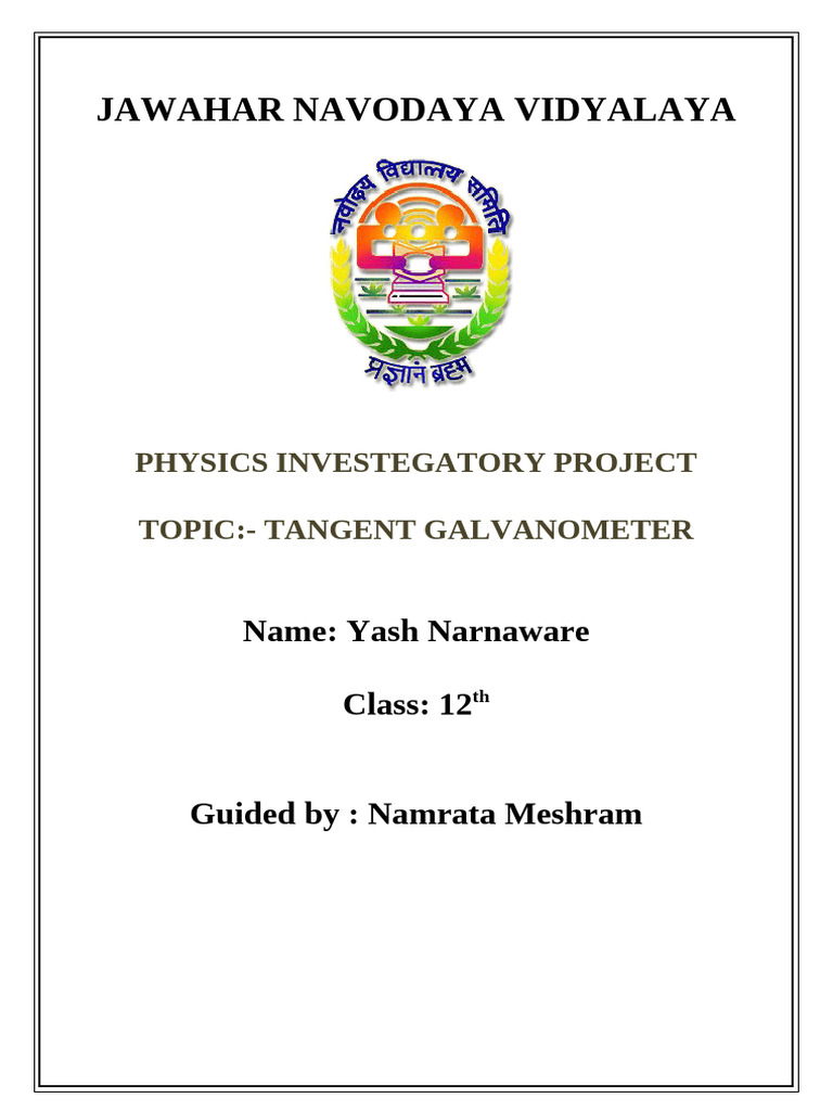 Physics Innvestigatory Yash 1 | PDF | Earth's Magnetic Field ...