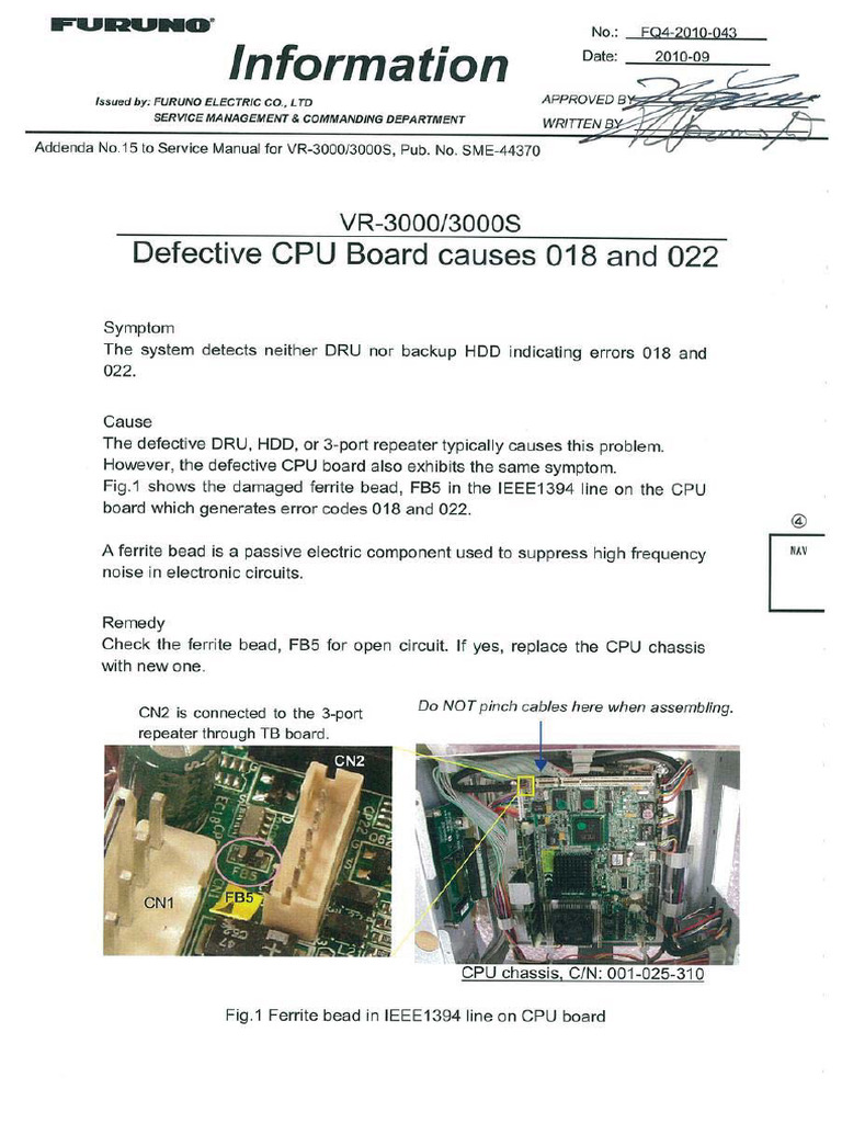 Defective CPU Board Vr3000 3000s | PDF