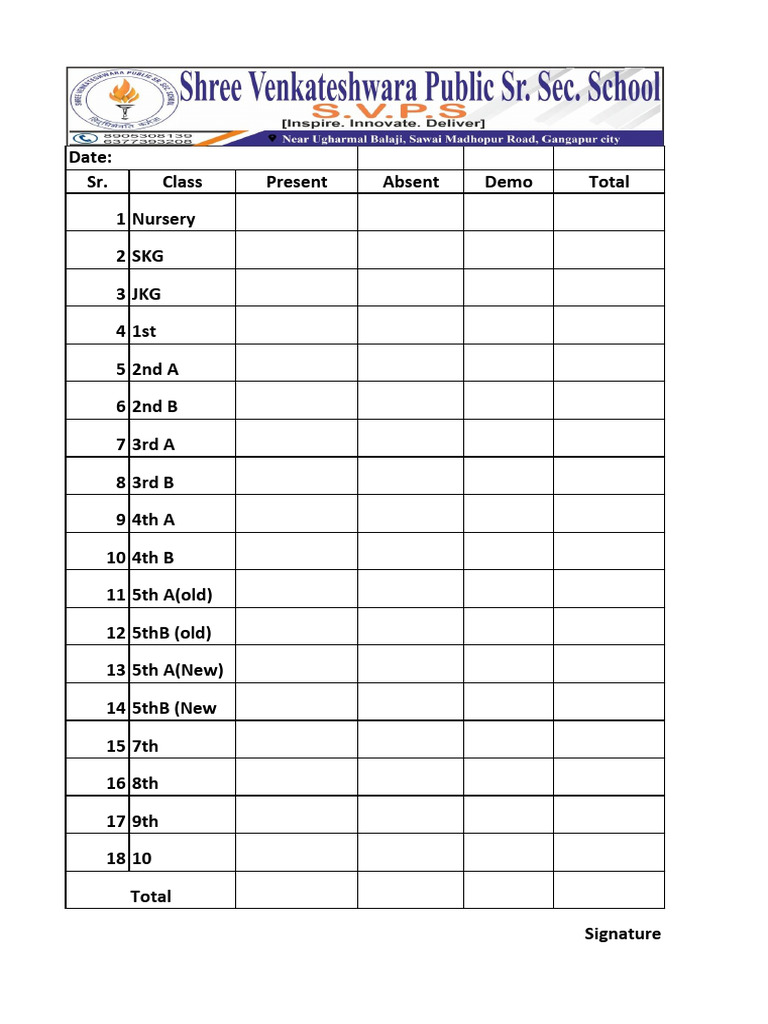 Class Attendance Record Template | PDF