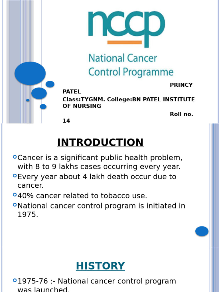 National Cancer Control Program Overview | PDF | Cancer | Preventive ...