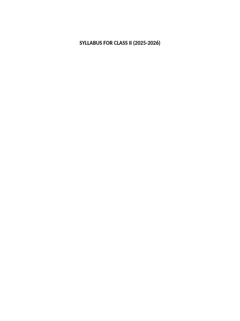 Class II English Syllabus 2025-2026 | PDF