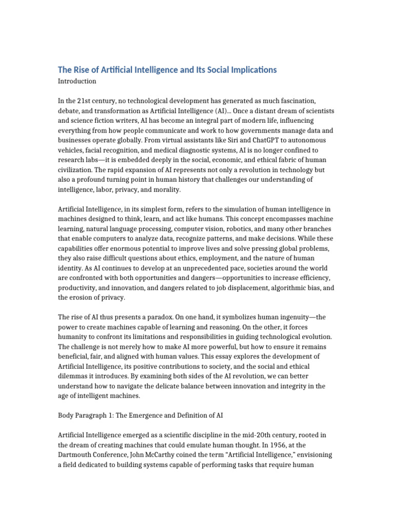The Rise of Artificial Intelligence and Its Social Implications FULL ...