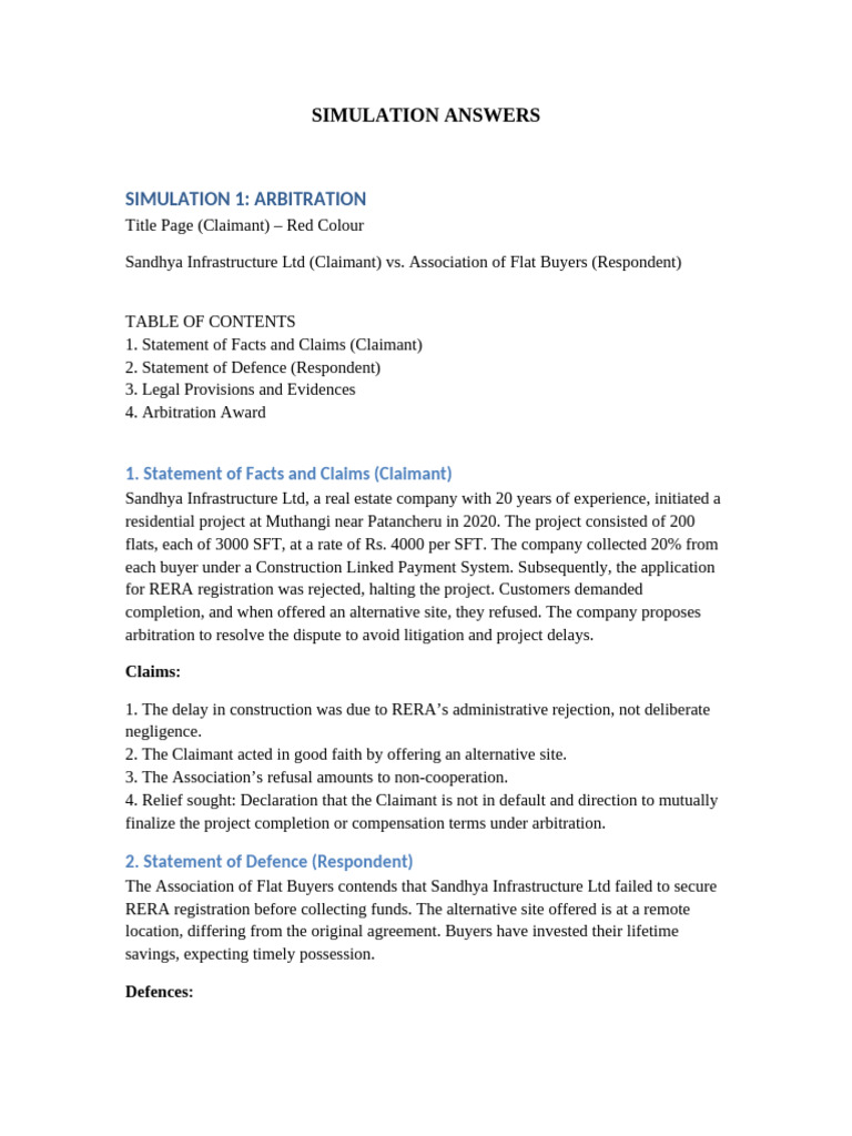Simulation Answers Formal | PDF | Arbitration | Mediation