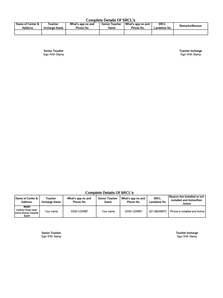 SRCL Contact and Status Details | PDF