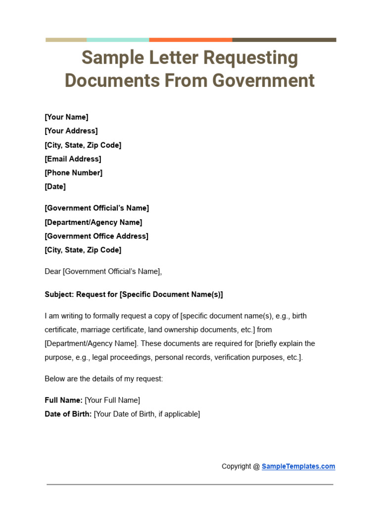 Sample Government Document Request Letter | PDF