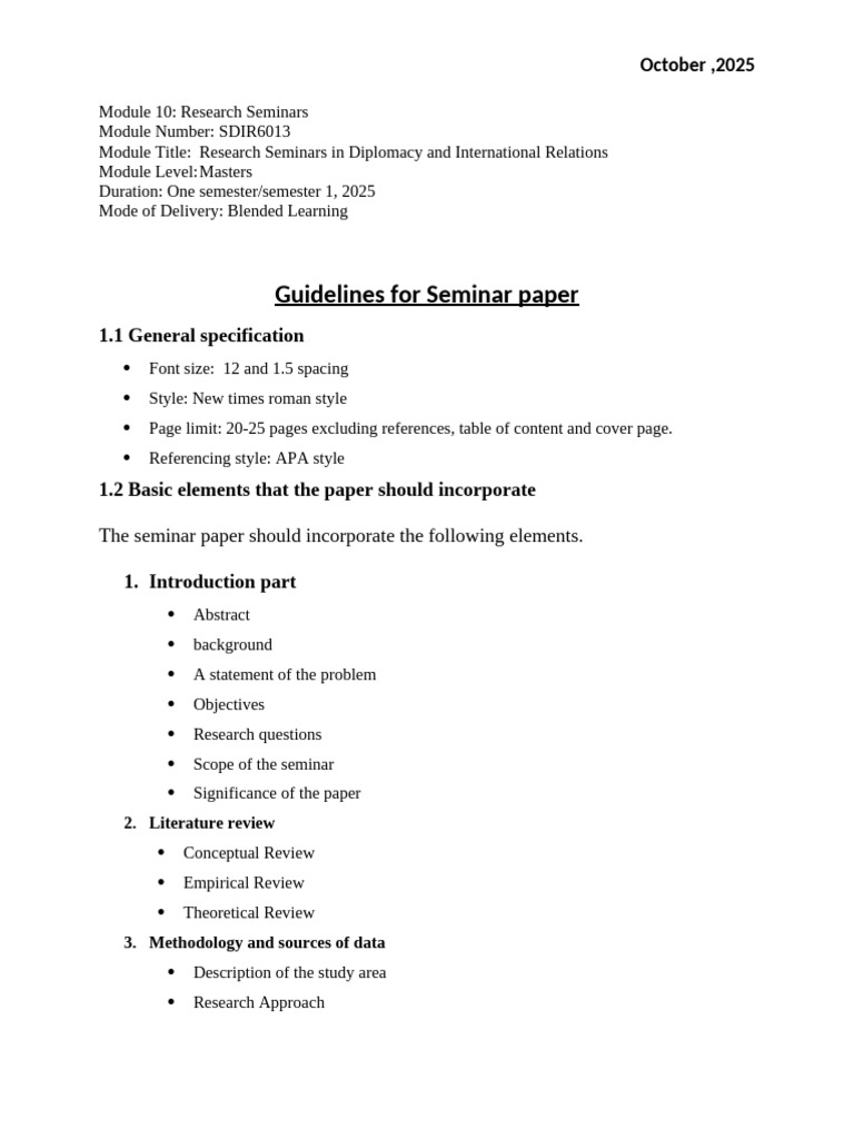Guidline For Resarch Paper Asignment | PDF
