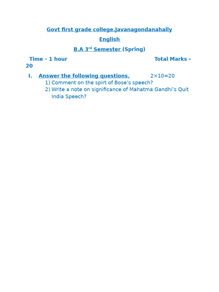 B.A 3rd Semester | PDF
