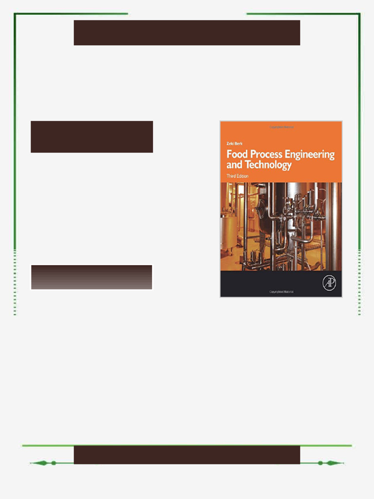 Food Process Engineering and Technology Third Edition Berk Ebook Ready ...