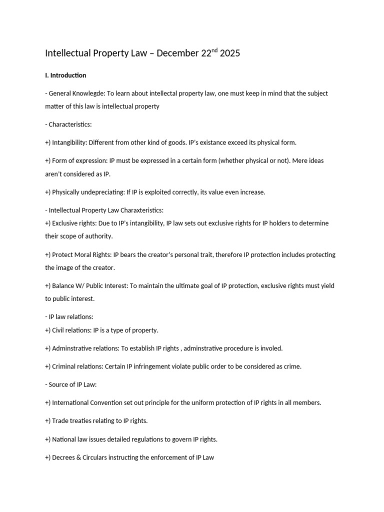 Overview of Intellectual Property Law | PDF | Intellectual Property ...