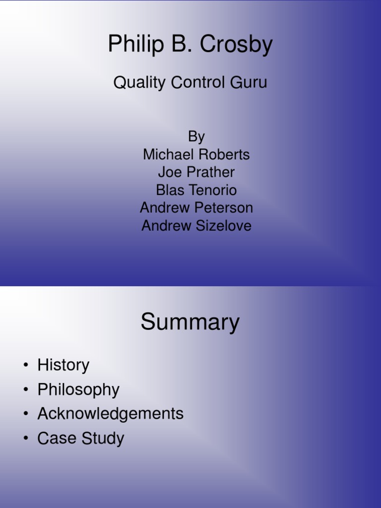 Philip Crosby's Quality Management Principles | PDF | Quality ...