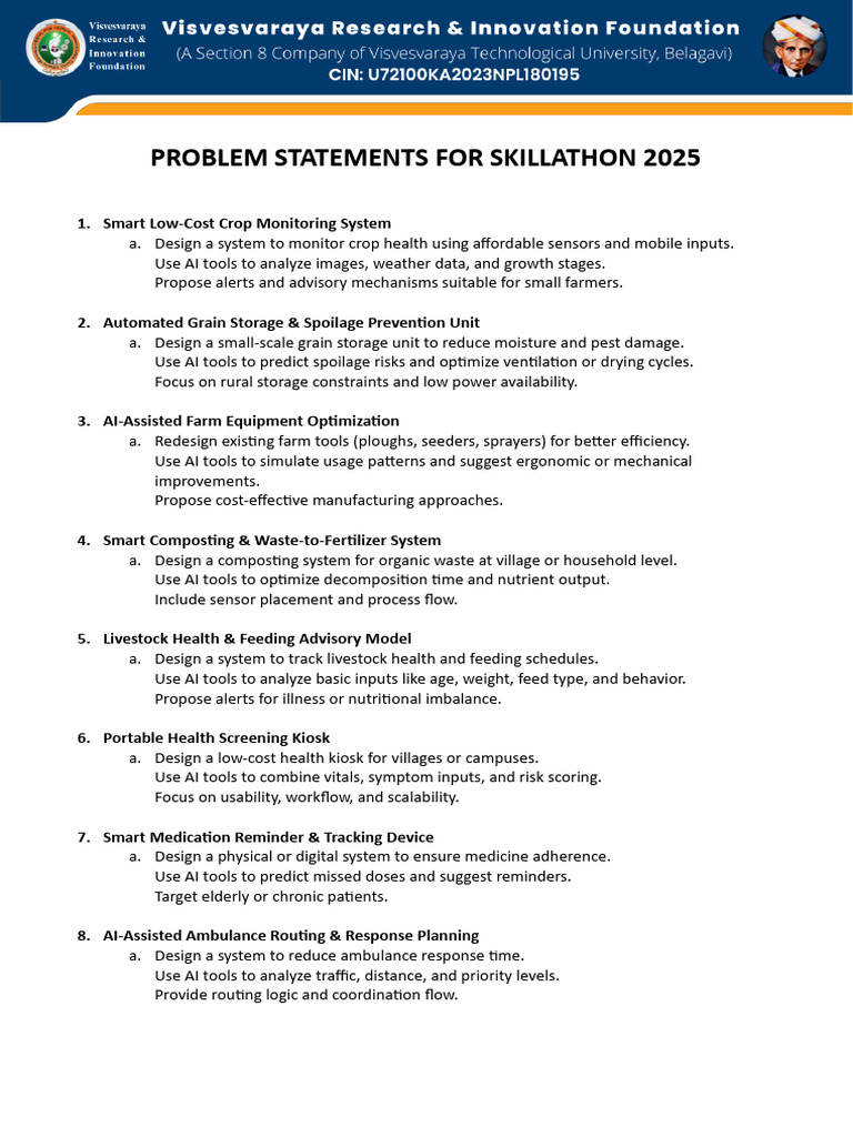 Skillathon 2025 Problem Statements | PDF | Artificial Intelligence ...