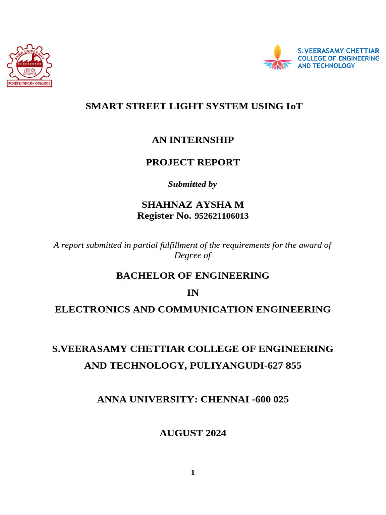 Smart IoT Street Light System Report | PDF | Internet Of Things ...