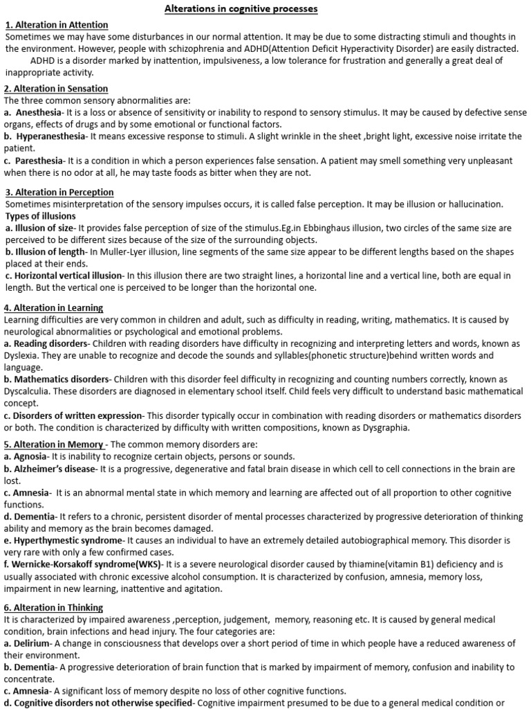 Alterations in Cognitive Processes | PDF | Intellectual Disability ...