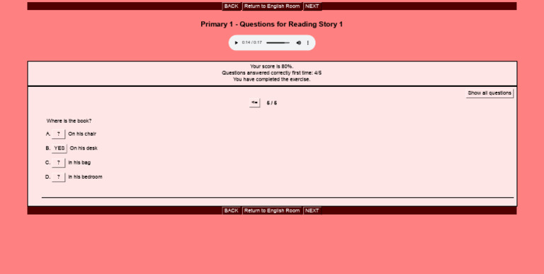 Primary 1 - Questions For Reading Story 1 | PDF
