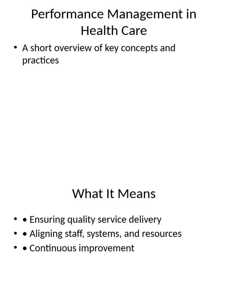 Effective Performance Management in Healthcare | PDF