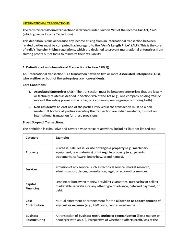Understanding International Transactions in India | PDF | Tax Treaty ...