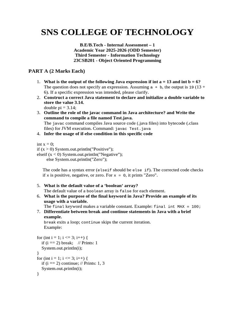 Java Object-Oriented Programming Assessment | PDF | Java Virtual ...