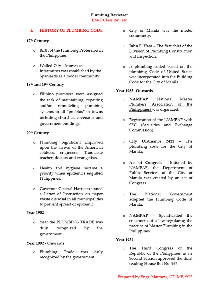 History of Plumbing Code | PDF | Plumbing | Manila