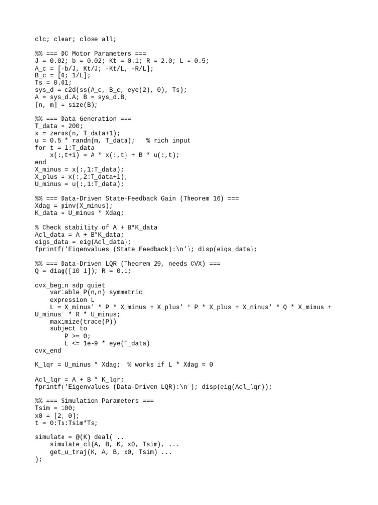 Data-Driven Control of DC Motor | PDF | Applied Mathematics | Algebra