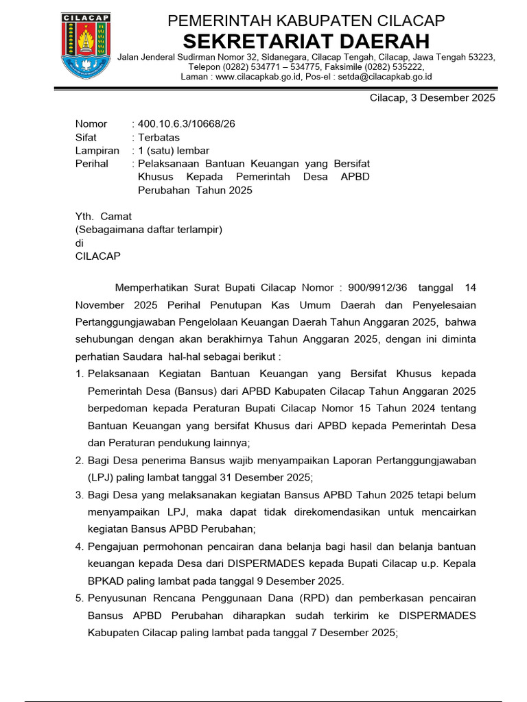 Bansus APBD 2025 untuk Pemerintah Desa | PDF