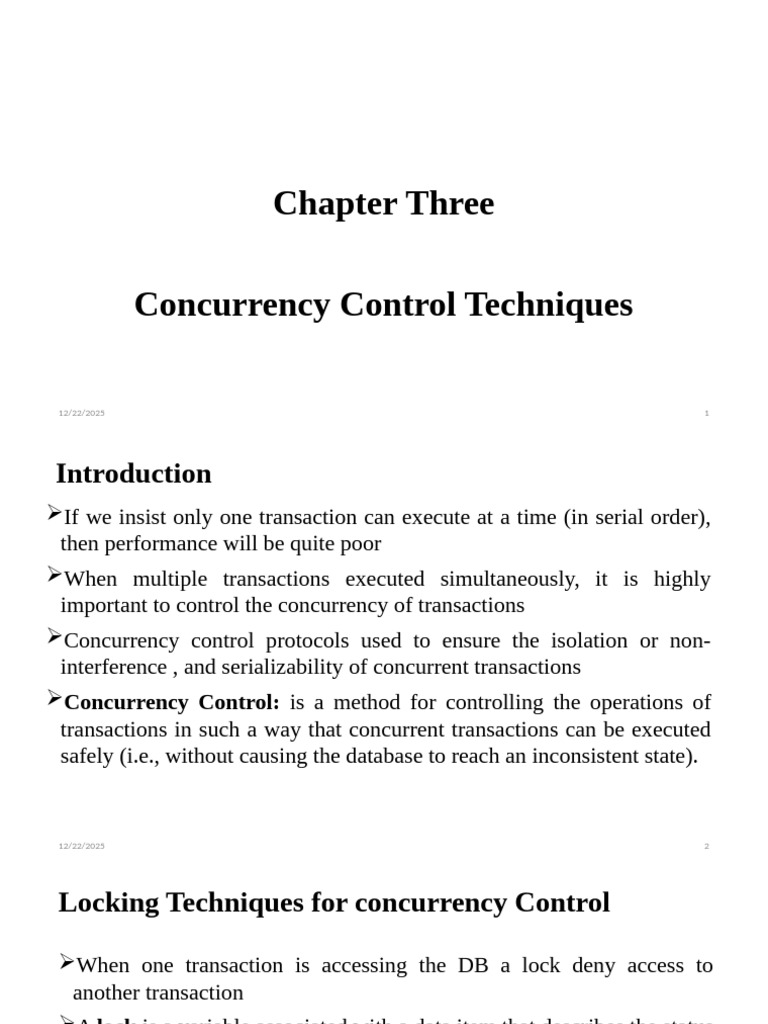 Concurrency Control Techniques Explained | PDF | Database Transaction ...