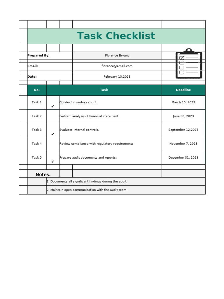 Task Checklist | PDF