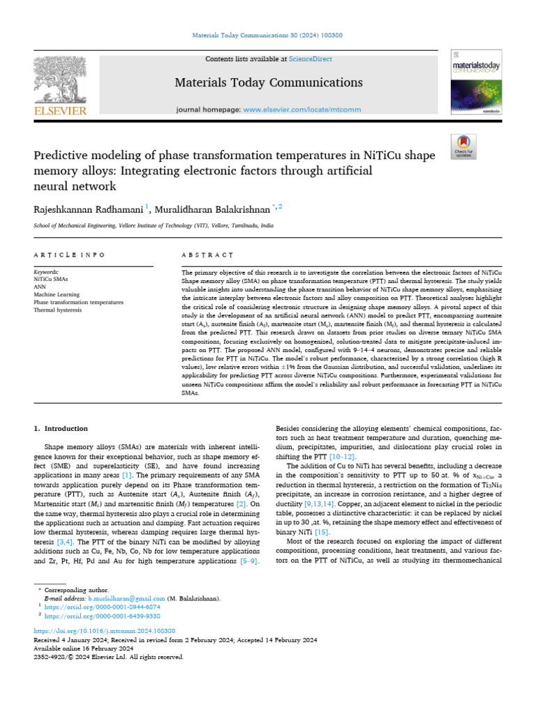 Predicting Phase Transformation in NiTiCu SMAs | PDF | Shape Memory ...