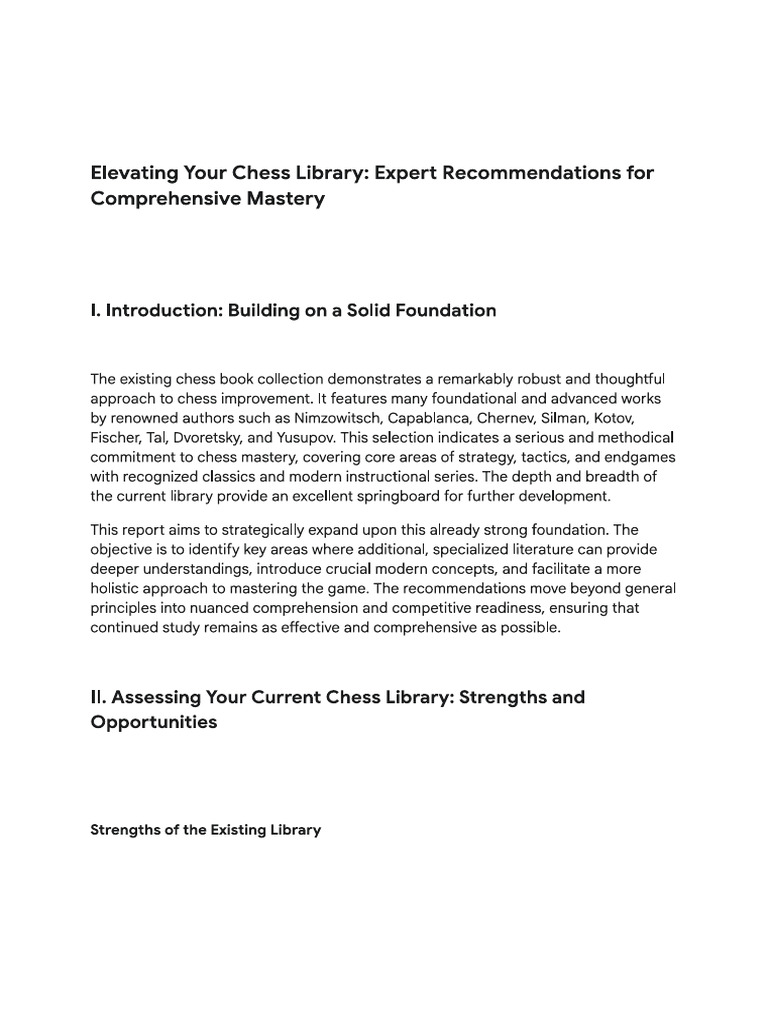 Elevating Your Chess Library - Expert Re... or Comprehensive Mastery ...