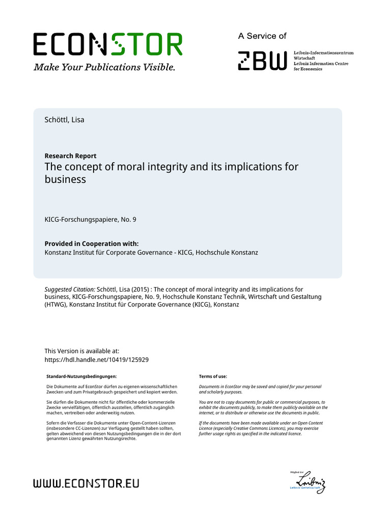 The Concept of Moral Integrity and Its Implications For Business PDF