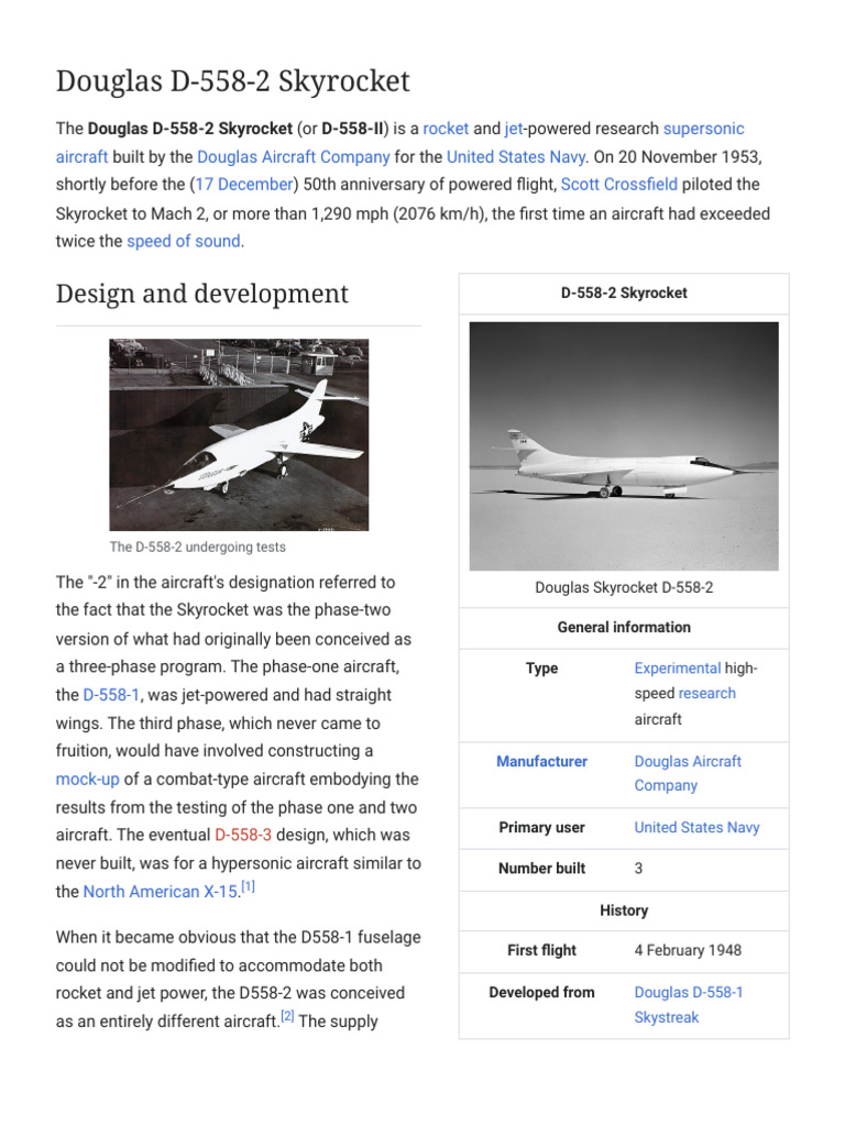 Douglas D-558-2 Skyrocket - Wikipedia | PDF | Aircraft | Aerospace ...