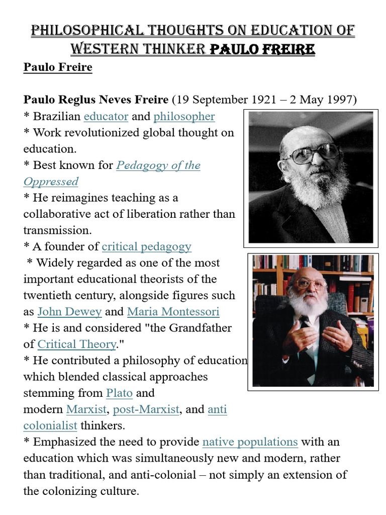 Freire's Critical Pedagogy Insights | PDF | Pedagogy | Teaching