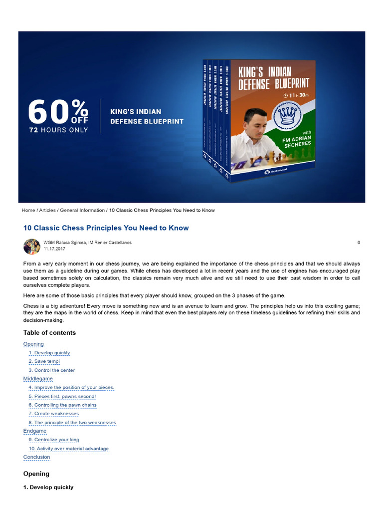Essential Chess Principles Explained | PDF | Chess | Abstract Strategy ...
