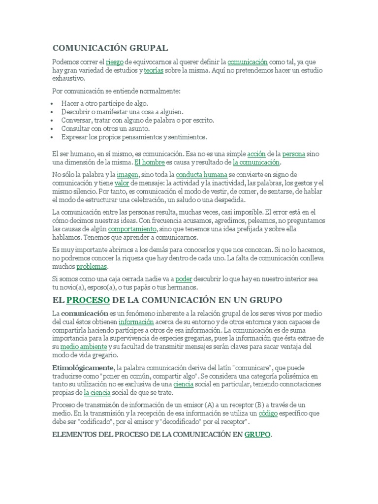 Comunicación Grupal | PDF | Comunicación | Información