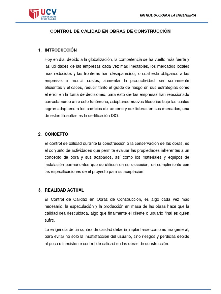Control de Calidad en Construcción | PDF | Calidad (comercial ...