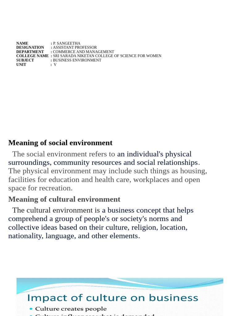 Understanding Social and Cultural Environments | PDF