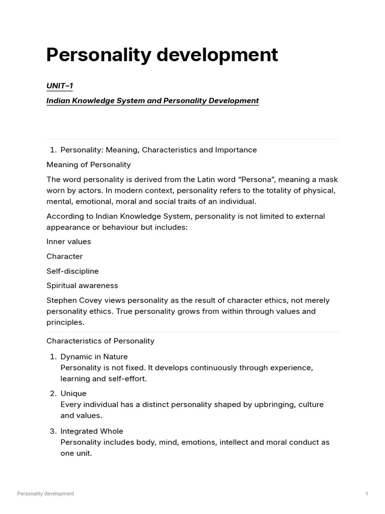 Indian Personality Development Insights | PDF | Disciplines | Spirituality
