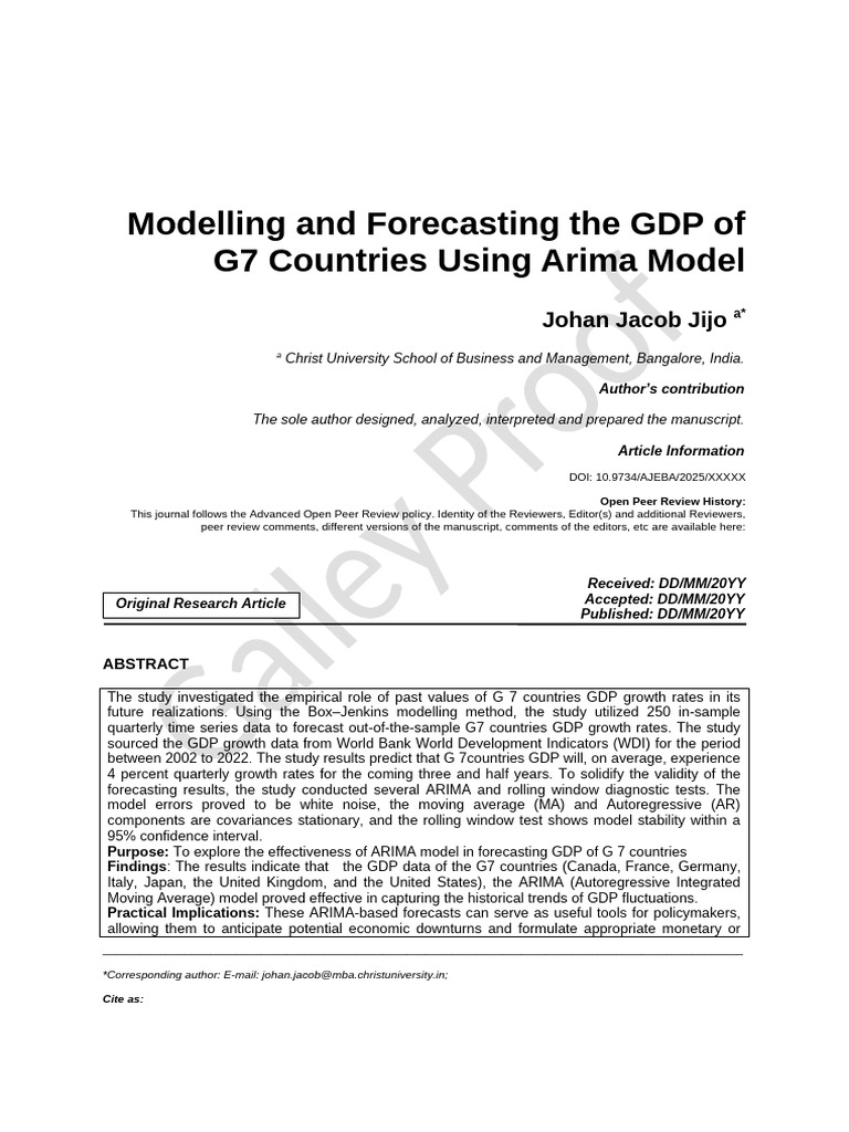 G7 GDP Forecasting with ARIMA Model | PDF | Autoregressive Integrated ...