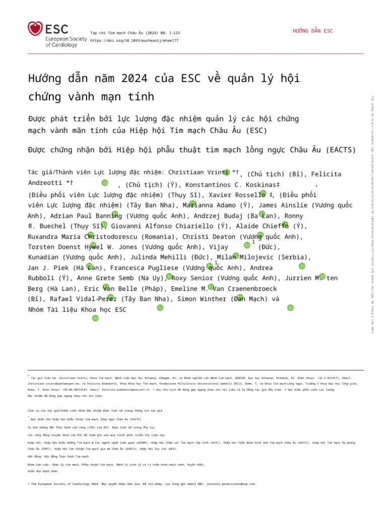 Dịch 2024 ESC Guideline for the Management of Chronic Coronary ...
