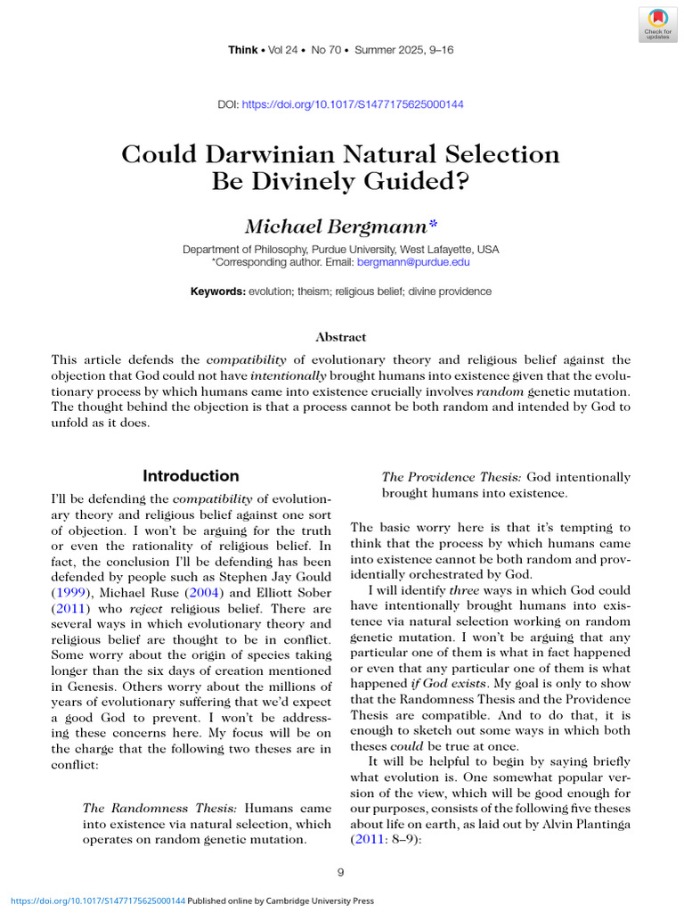 Divine Guidance in Evolutionary Theory | PDF | Determinism | Indeterminism