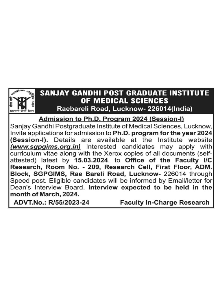 PHD Advertisement Full 2024 - 200224 | PDF | Doctor Of Medicine ...